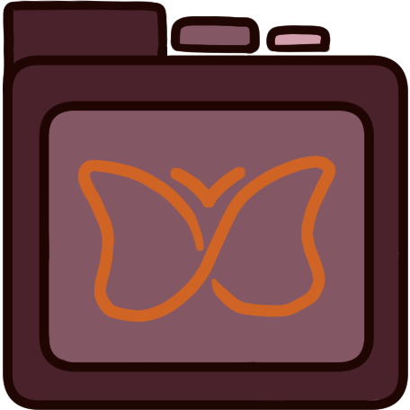 a red file folder with the orange adhd butterfly symbol on it.